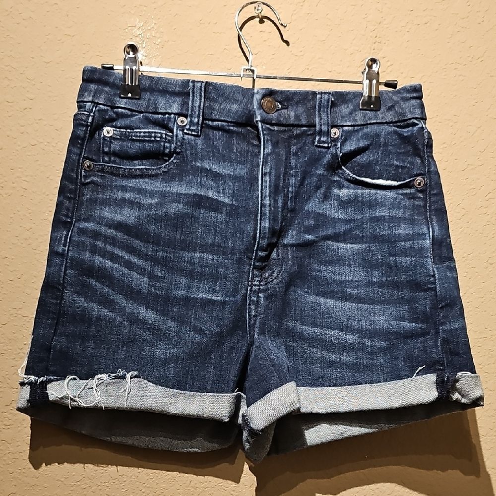 American Eagle Outfitters Curvy Super High Rise Shortie Denim Shorts Size 8